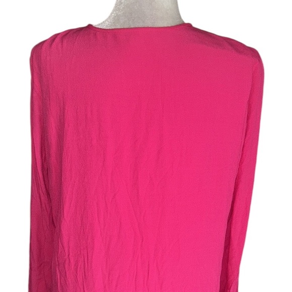 Equipment Bonnie Fuchsia Carmine Pink Cutout Long Sleeve Tunic Mini Dress - M - Picture 11 of 16